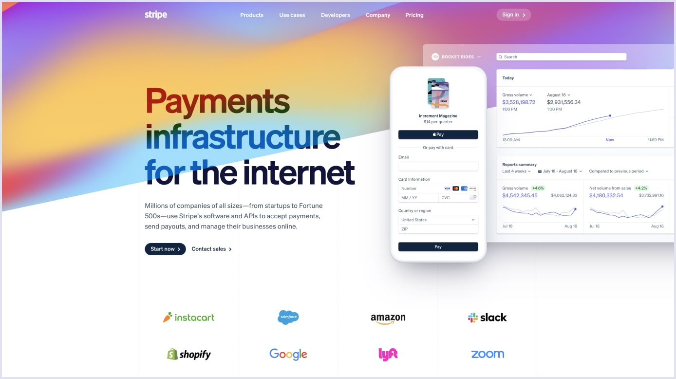 Blurred background as a web design by Stripe