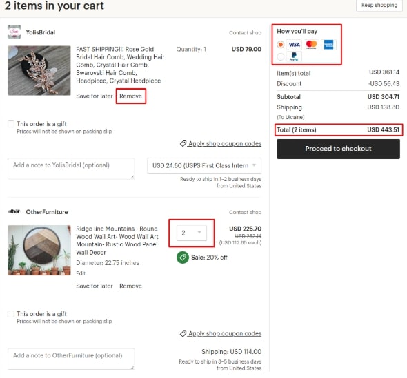 Shopping cart as a key marketplace feature on Etsy | Codica