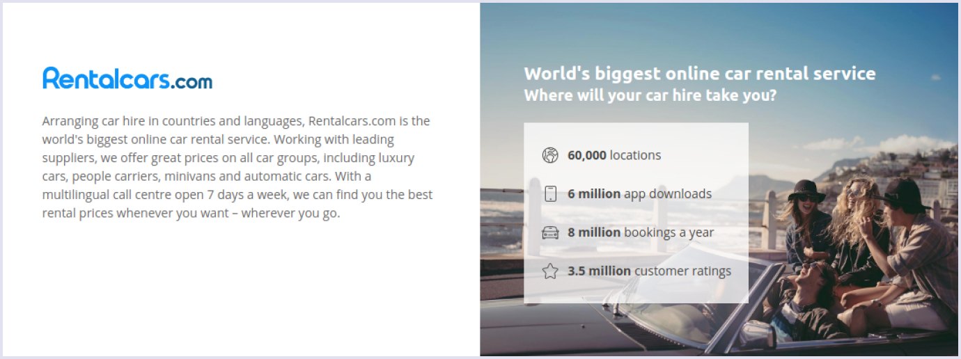 Exact figures at car rental website Rentalcars.com