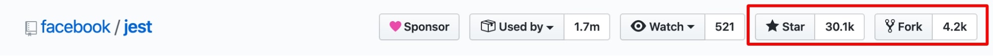 Jest has 30.1K GitHub Stars and 4.2K Forks